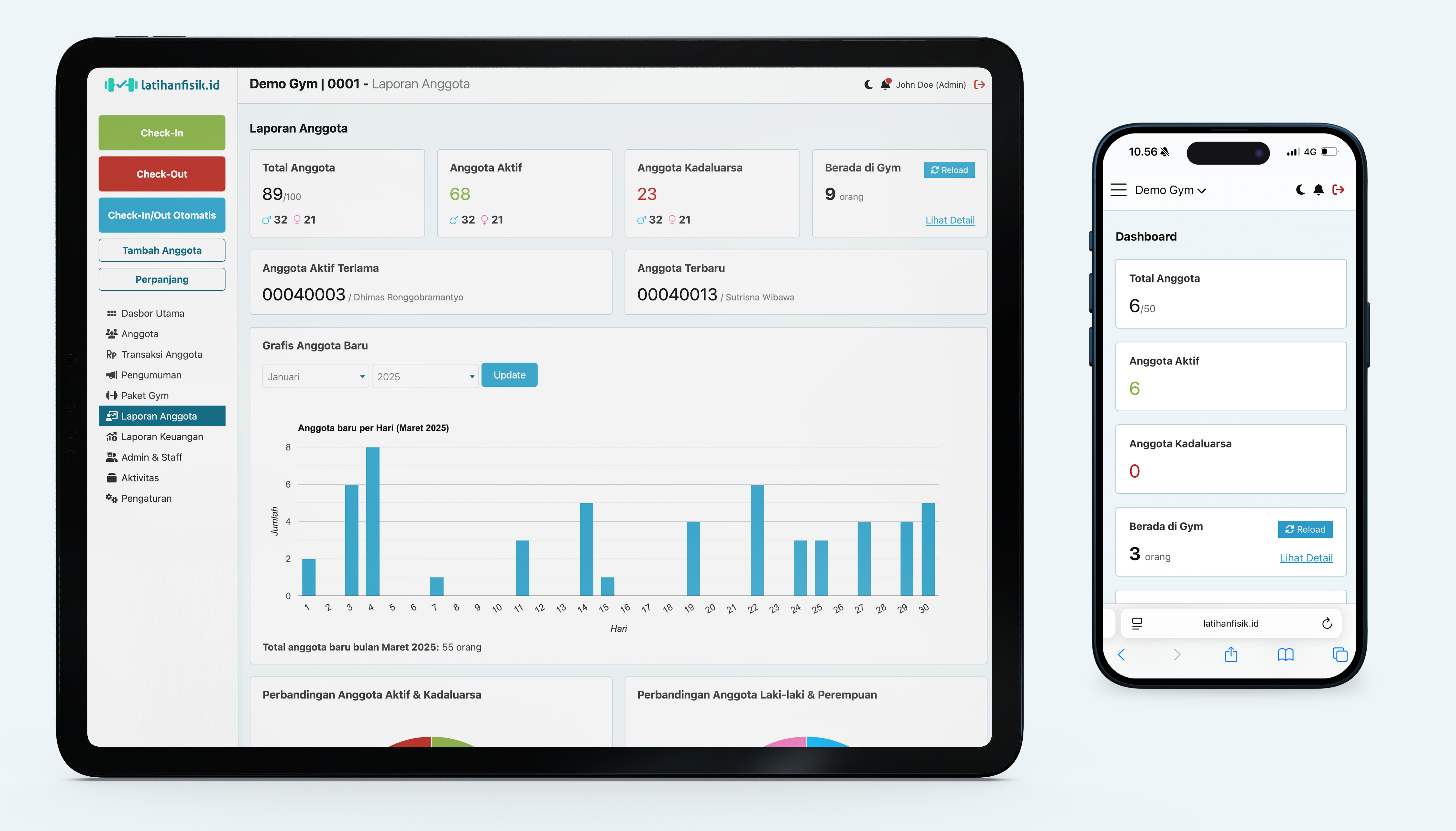 Tampilan latihanfisik.id yang responsove